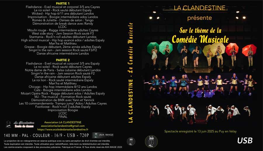 Clé USB HD La Clandestine 2025 – spectacle de danse sur le thème de la comédie musicale